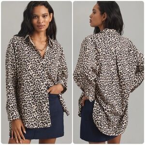 Anthropologie Leopard Print Button Down Shirt